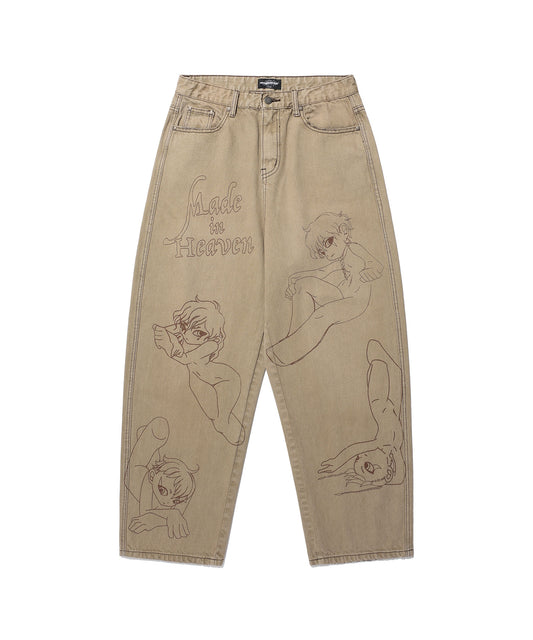 Nice Ghost Club Angels Wide Washed Jeans