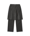 Nice Ghost Club Denim Pleats Panel Layered Skirt Pants