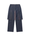 Nice Ghost Club Denim Pleats Panel Layered Skirt Pants