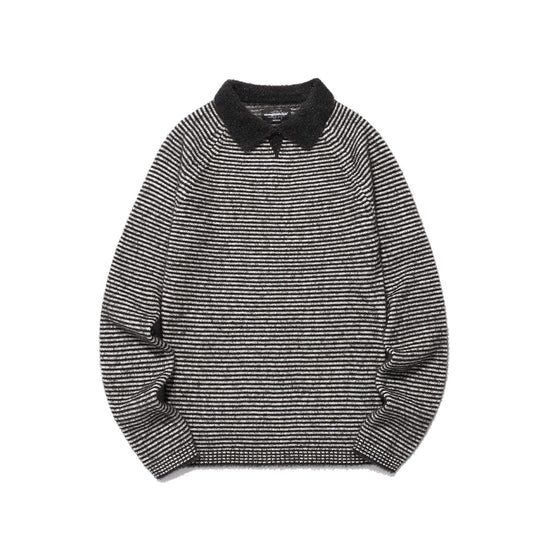 Nice Ghost Club Stripe Collar Long Sleeve Knit Tee