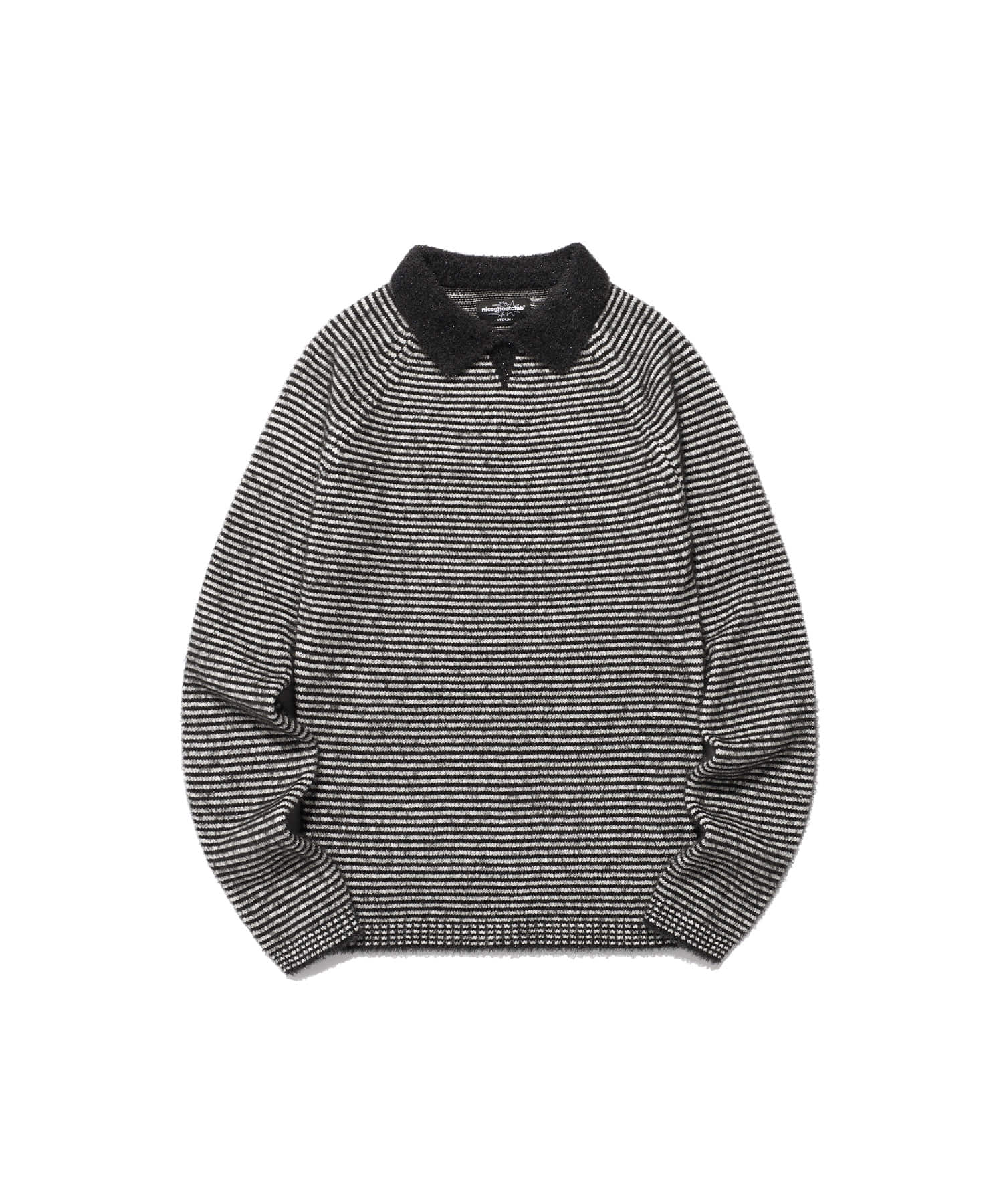 Nice Ghost Club Stripe Collar Long Sleeve Knit Tee