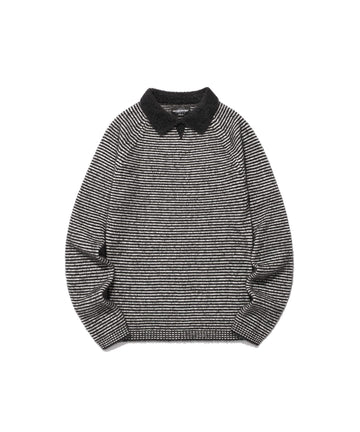 Nice Ghost Club Stripe Collar Long Sleeve Knit Tee