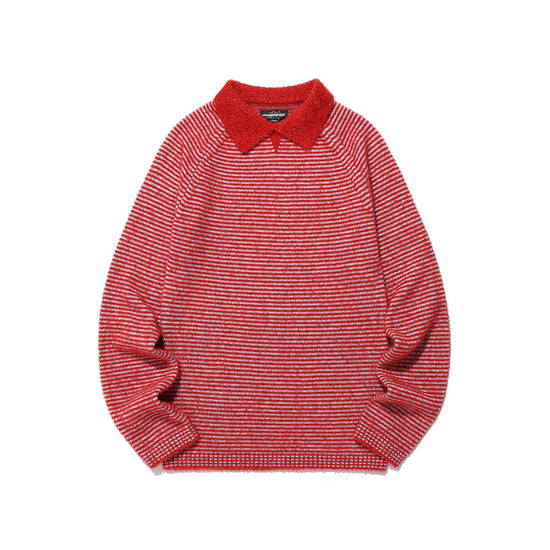 Nice Ghost Club Stripe Collar Long Sleeve Knit Tee