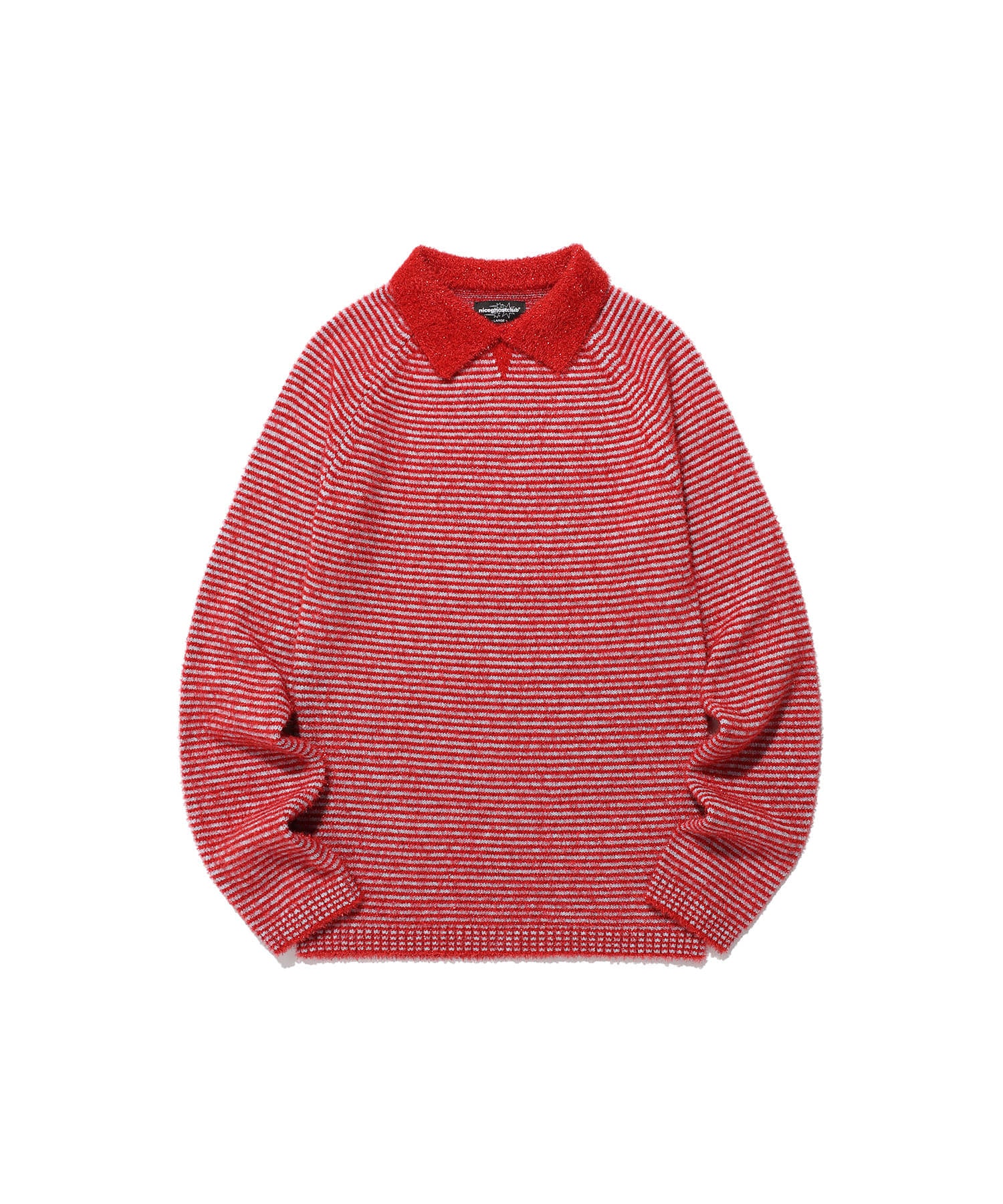 Nice Ghost Club Stripe Collar Long Sleeve Knit Tee