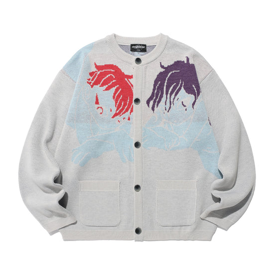 Nice Ghost Club Angels Knit Cardigan [Grey]