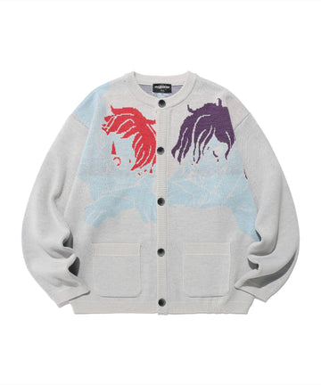 Nice Ghost Club Angels Knit Cardigan [Grey]