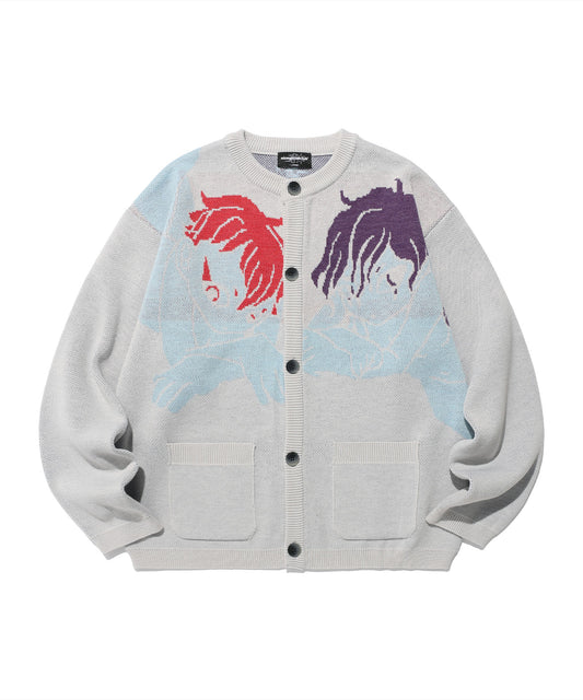 Nice Ghost Club Angels Knit Cardigan [Grey]