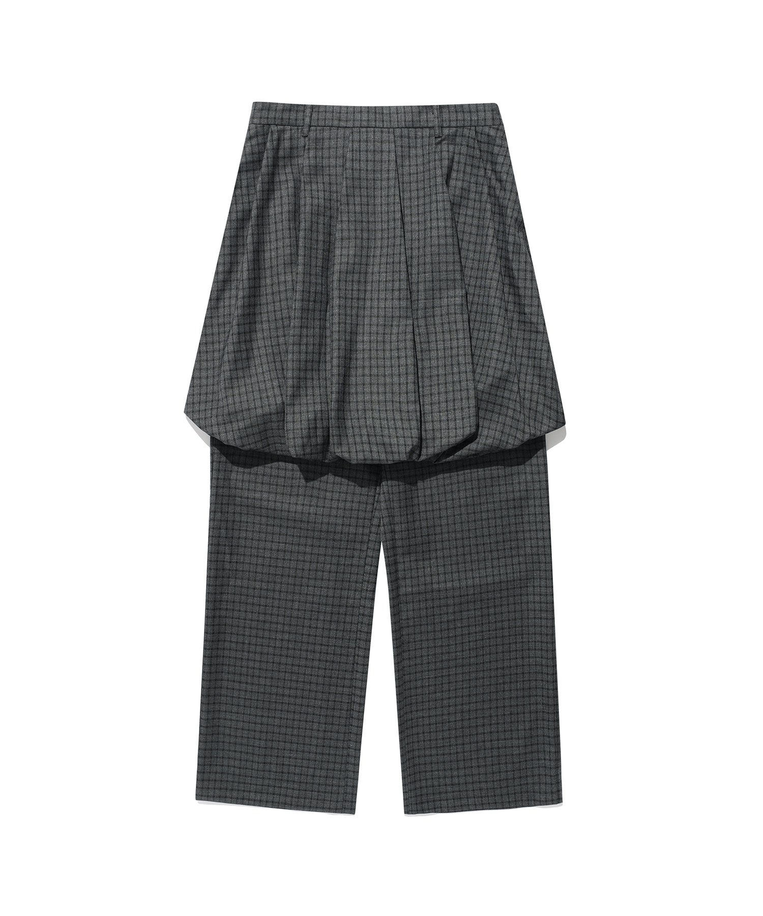 Nice Ghost Club FFATS Check Balloon Layered Skirt Pants [Charcoal]