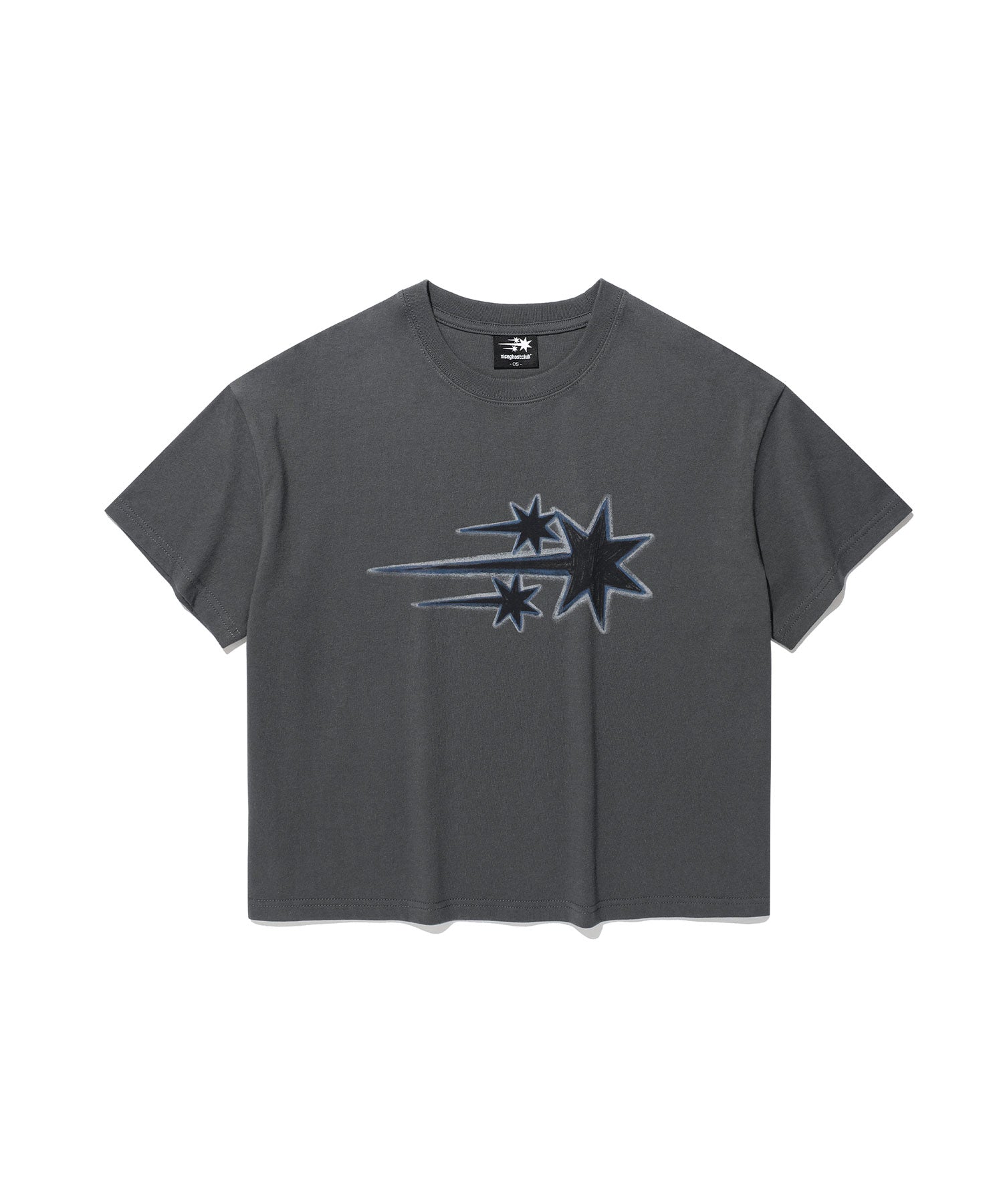 Nice Ghost Club Drawing 3Star Big Crop Tee [Charcoal]