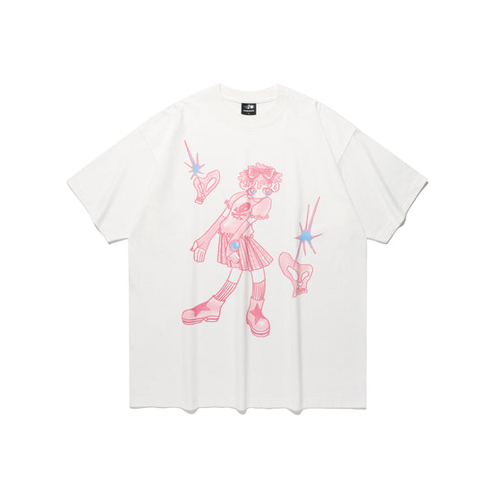 Nice Ghost Club Star Shoes Girl Big Big Tee [White]