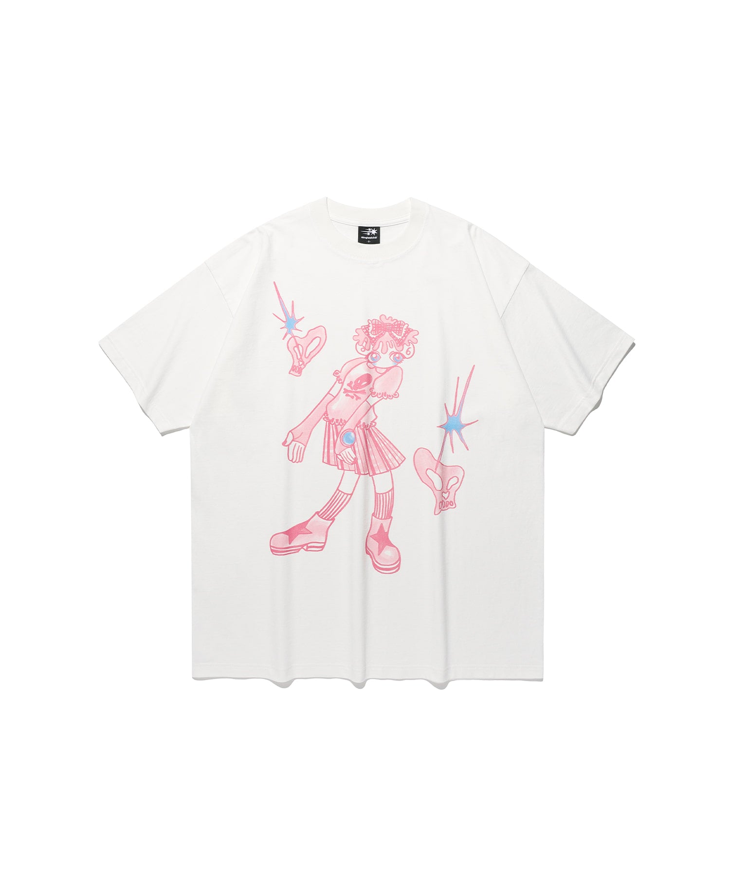 Nice Ghost Club Star Shoes Girl Big Big Tee [White]