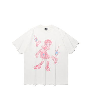 Nice Ghost Club Star Shoes Girl Big Big Tee [White]