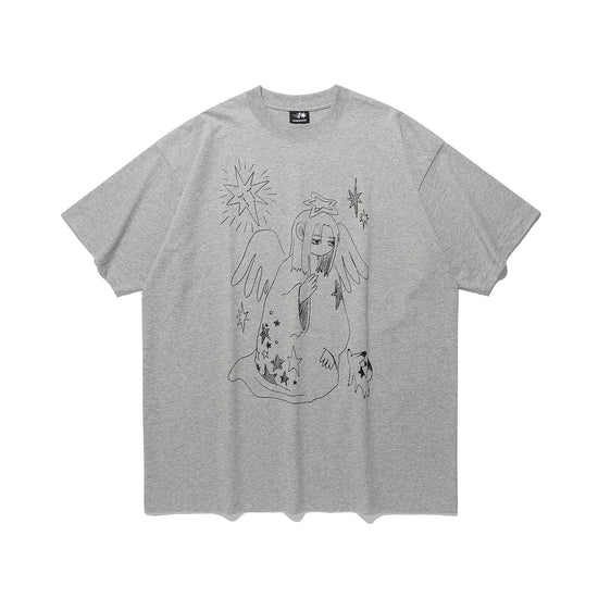 Nice Ghost Club Praying Angel Big Big Tee [Grey]
