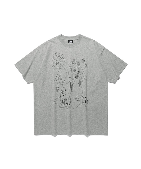 Nice Ghost Club Praying Angel Big Big Tee [Grey]