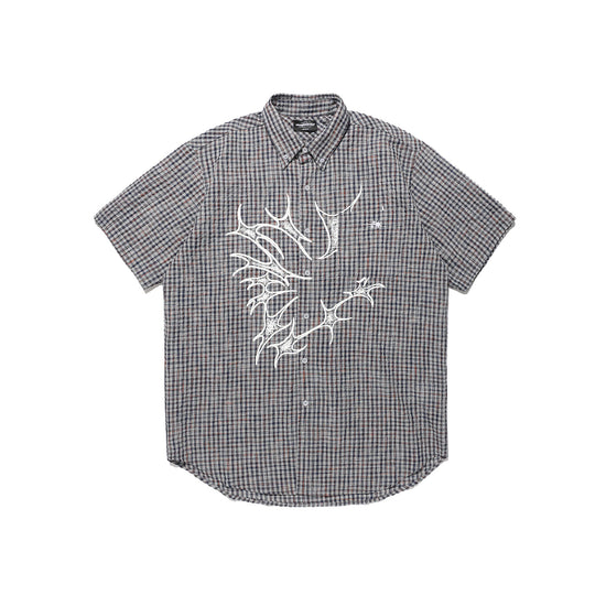 Nice Ghost Club Tornado Star Check Big Big Half Shirt [Grey]