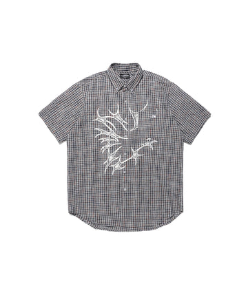 Nice Ghost Club Tornado Star Check Big Big Half Shirt [Grey]