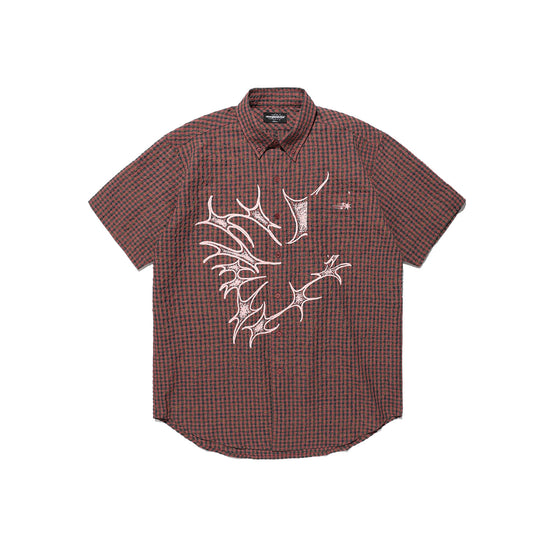 Nice Ghost Club Tornado Star Check Big Half Shirt [Pink]