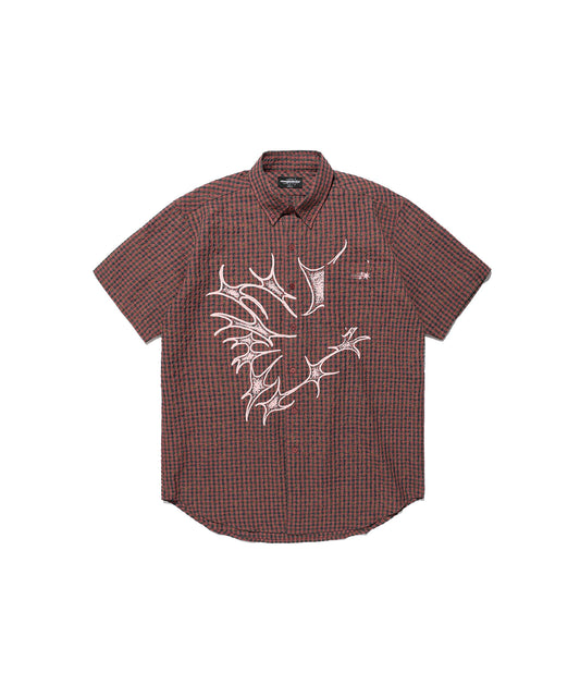 Nice Ghost Club Tornado Star Check Big Half Shirt [Pink]