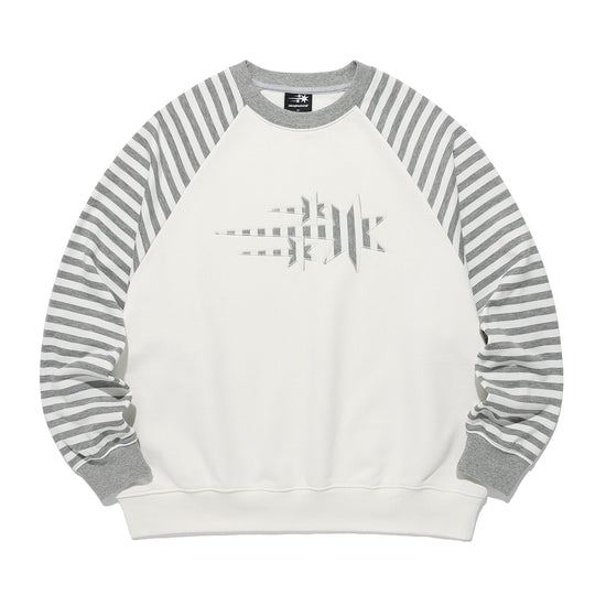 Nice Ghost Club Stripe 3 Star Raglan Sweatshirt in White