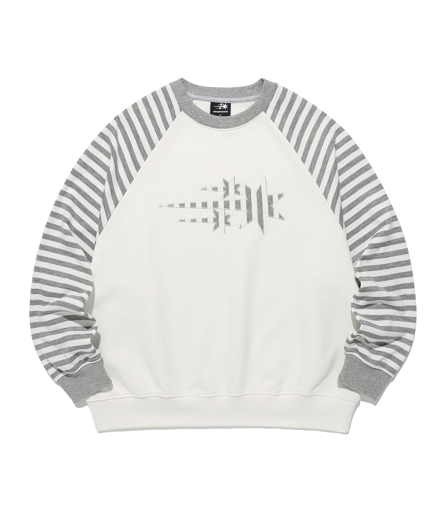 Nice Ghost Club Stripe 3 Star Raglan Sweatshirt in White