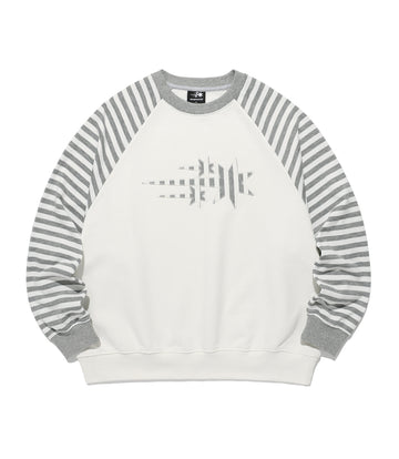 Nice Ghost Club Stripe 3 Star Raglan Sweatshirt in White