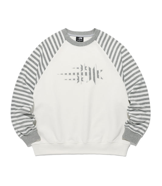 Nice Ghost Club Stripe 3 Star Raglan Sweatshirt in White