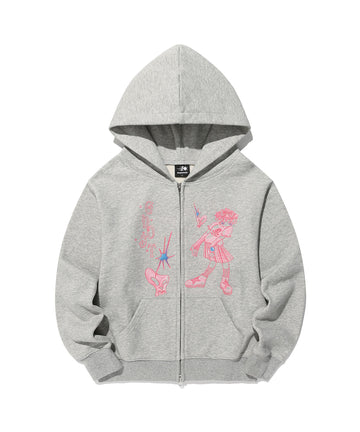 Nice Ghost Club Star Shoes Girl Hoodie Zip Up [Light Grey]