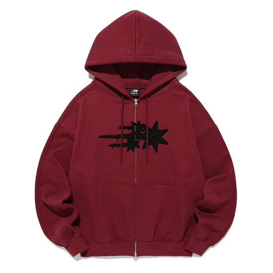 Nice Ghost Club 3 Star Appliqué Hoodie Zip Up