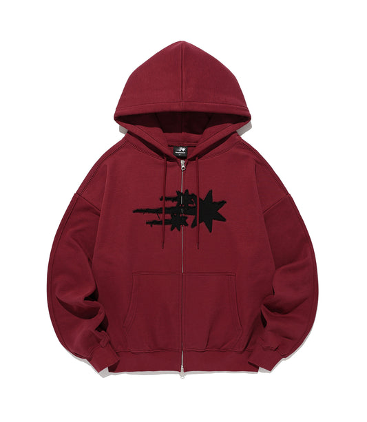 Nice Ghost Club 3 Star Appliqué Hoodie Zip Up