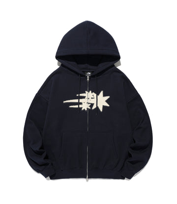 Nice Ghost Club 3 Star Applique Hoodie Zip Up [Navy]