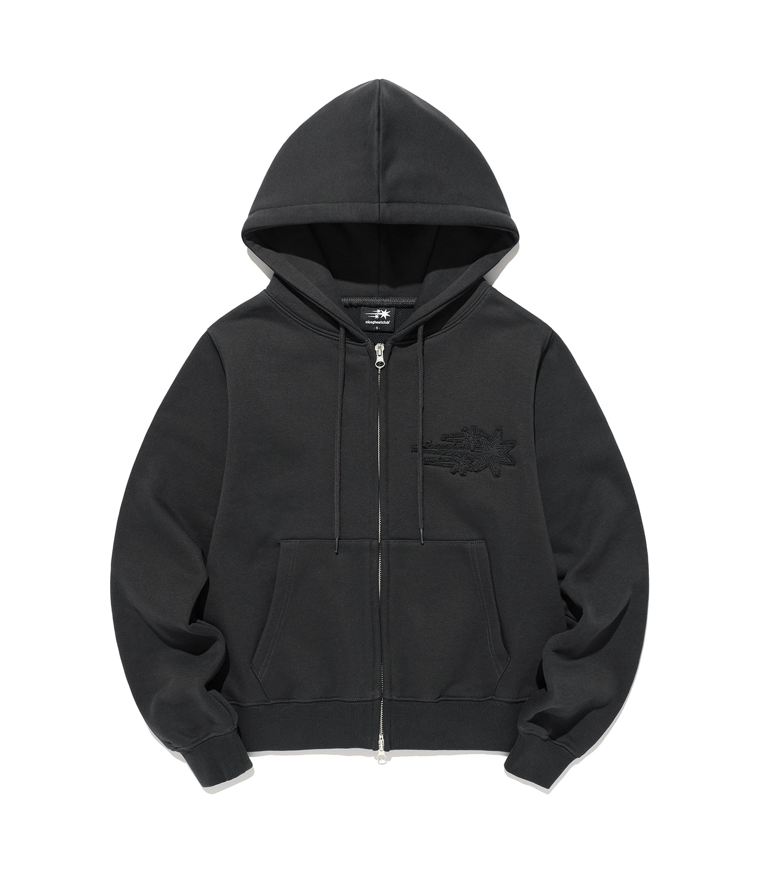 Nice Ghost Club 3star Crop Hoodie Zip Up [Charcoal]