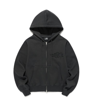 Nice Ghost Club 3star Crop Hoodie Zip Up [Charcoal]