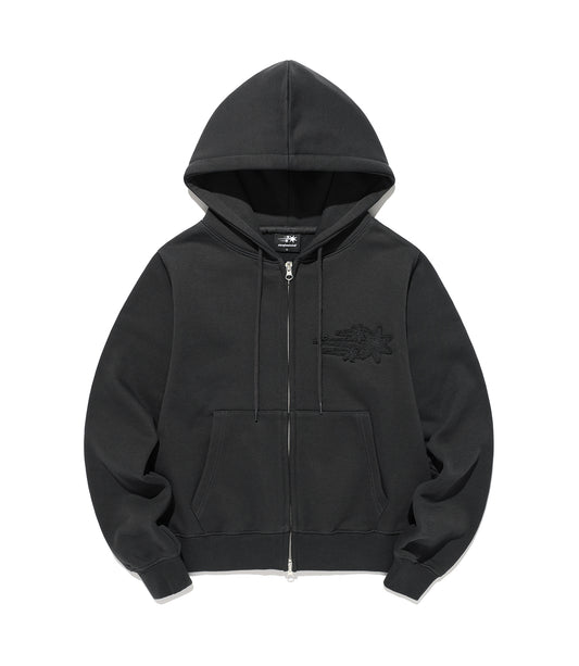 Nice Ghost Club 3star Crop Hoodie Zip Up [Charcoal]