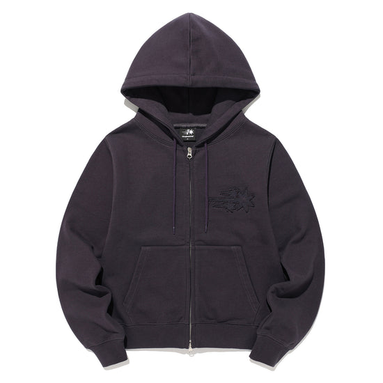 Nice Ghost Club 3 Star Crop Hoodie Zip Up [Purple]