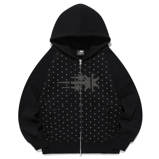 Nice Ghost Club Dot 3Star Raglan Crop Hoodie Zip Up