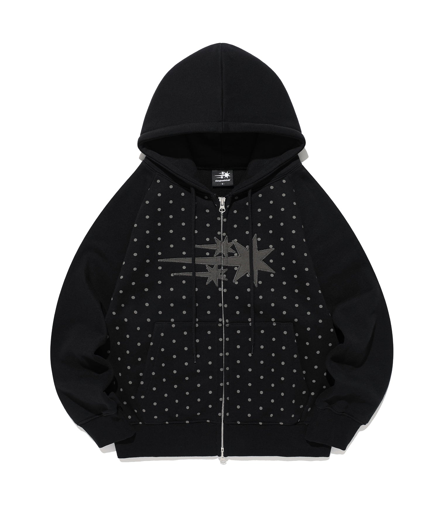 Nice Ghost Club Dot 3Star Raglan Crop Hoodie Zip Up