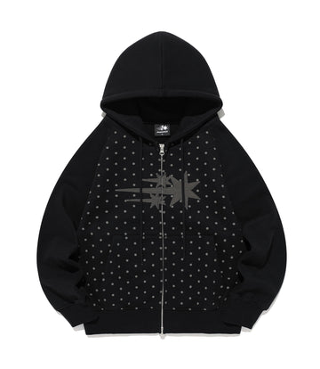 Nice Ghost Club Dot 3Star Raglan Crop Hoodie Zip Up
