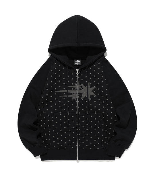 Nice Ghost Club Dot 3Star Raglan Crop Hoodie Zip Up