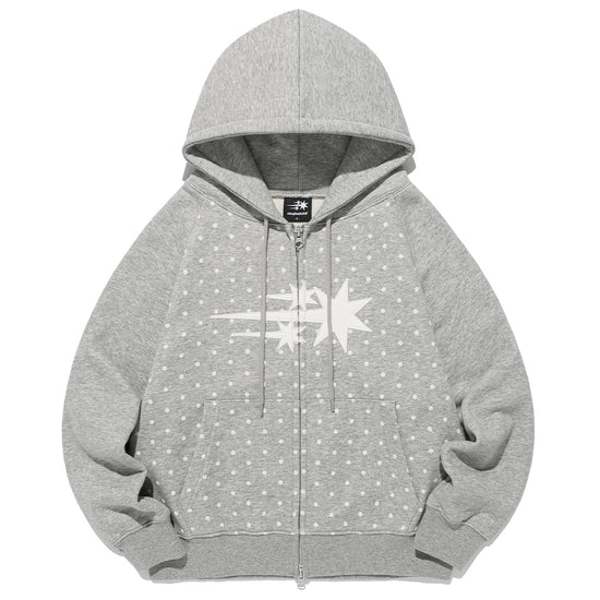 Nice Ghost Club Dot 3Star Raglan Crop Hoodie Zip Up