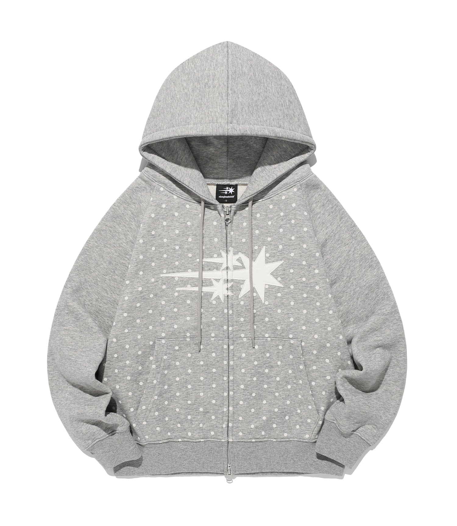 Nice Ghost Club Dot 3Star Raglan Crop Hoodie Zip Up