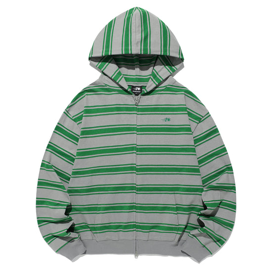 Nice Ghost Club Multi Stripe 3 Star Hoodie Zip Up [Grey]