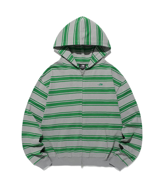 Nice Ghost Club Multi Stripe 3 Star Hoodie Zip Up [Grey]