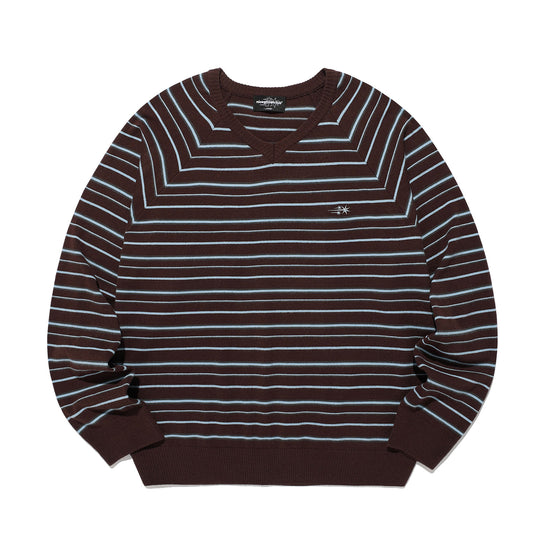 Nice Ghost Club Multi Stripe 3 Star V Neck Knit