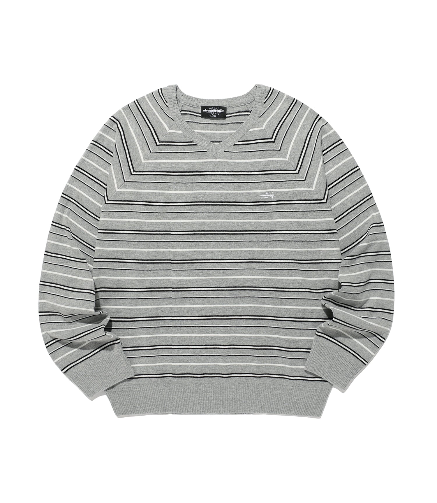 Nice Ghost Club Multi Stripe 3 Star V Neck Knit