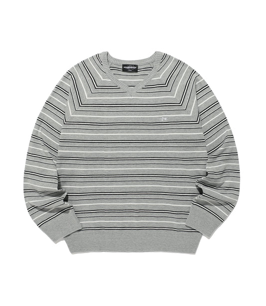 Nice Ghost Club Multi Stripe 3 Star V Neck Knit