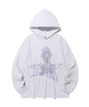Nice Ghost Club Star Girl Big Big Long Sleeve Hoodie [Light Grey]