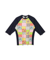 Nice Ghost Club Patchwork Quilted Printed 3/4 Sleeve Tee