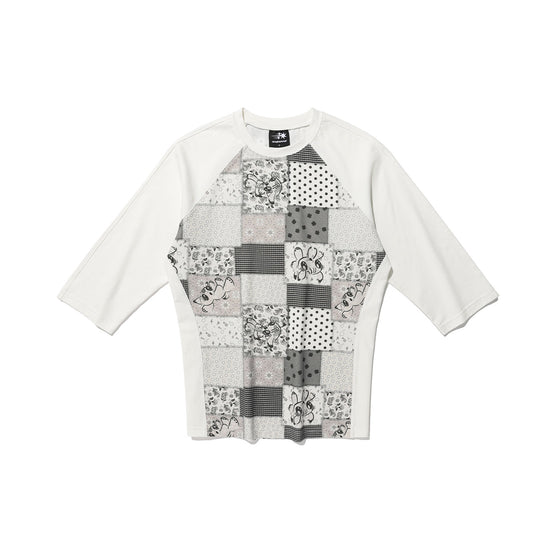 Nice Ghost Club Patchwork Quilted Printed 3/4 Sleeve Tee