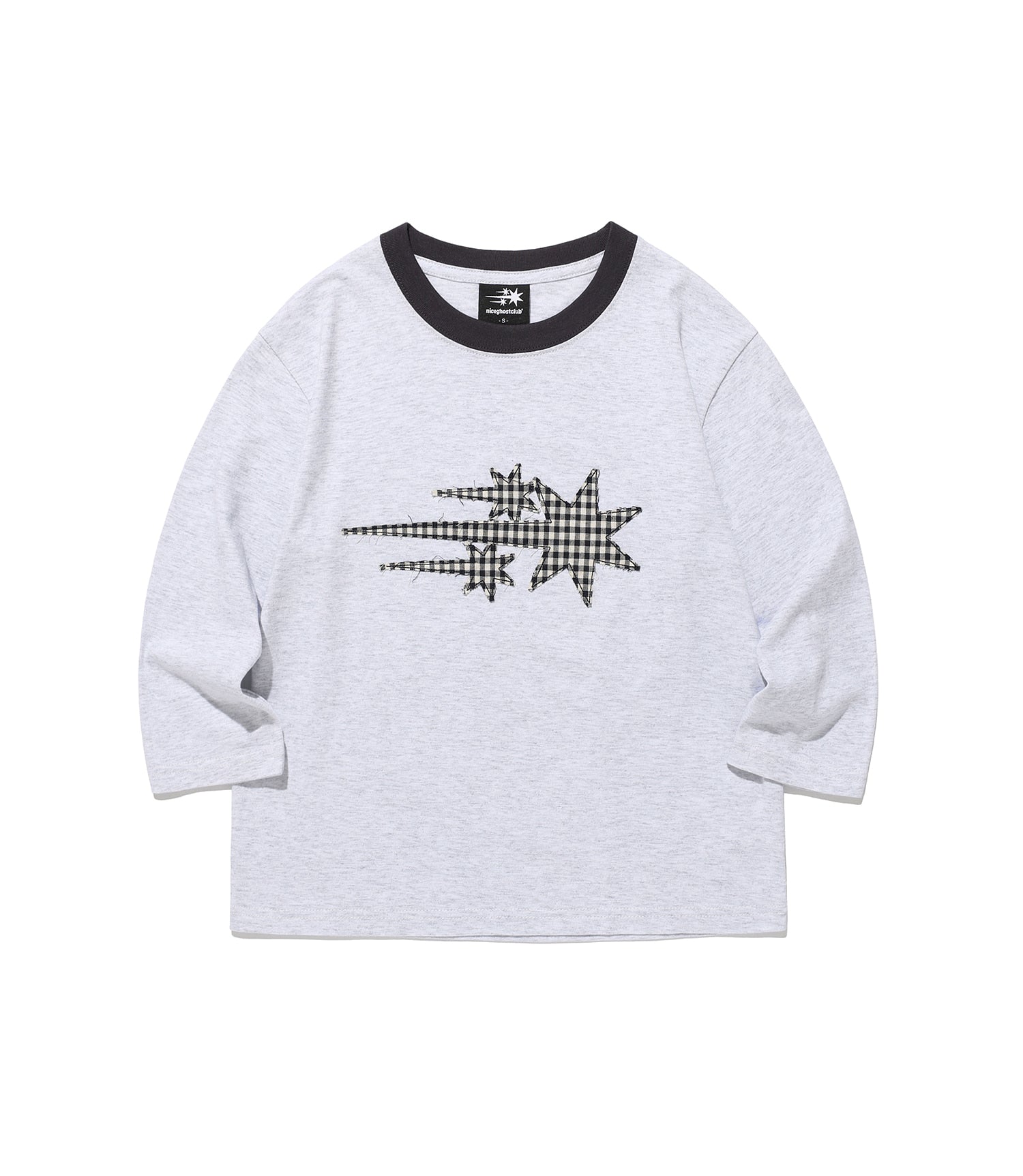 Nice Ghost Club 3star applique 3/4 sleeve tee[light grey]