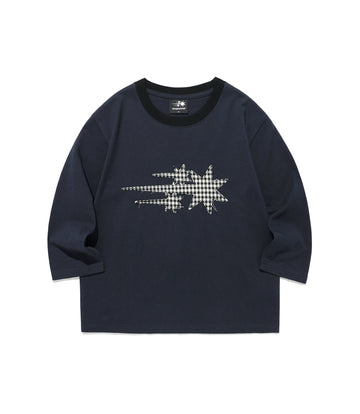 Nice Ghost Club 3 Star Applique 3/4 Sleeve Tee [Navy]